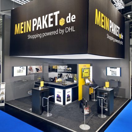 Messestand: MEINPAKET.de - Messe: Internetworld - Messestandort: München - Standfläche: 30m² - Standtyp: Eckstand