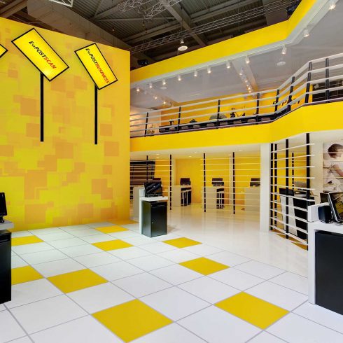 Messestand: Deutsche Post AG - Messe: CeBit - Messestandort: Hannover - Standfläche: 405m² + 240m² - Standtyp: Doppelstock