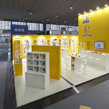 Messestand: GIZEH Raucherbedarf GmbH - Messe: Intertabak - Messestandort: Dortmund - Standtyp: Eckstand links - Standfläche: 112m²