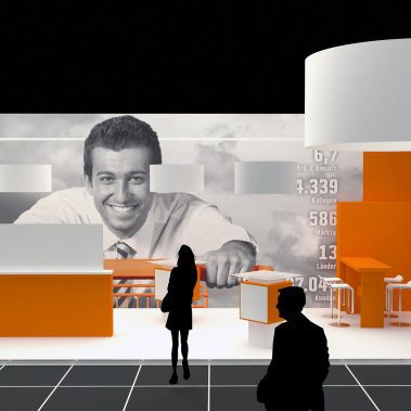 Obi Standentwurf Messedesign Blickfang Messebau