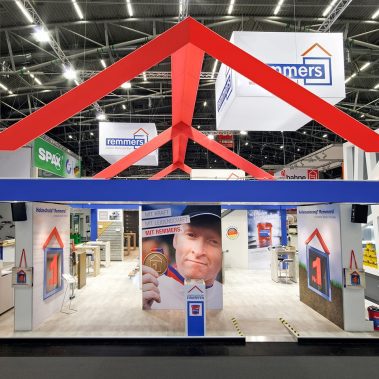 Messestand: Remmers GmbH - Messe: Bau - Messestandort: München - Standfläche: 160m² + 75m² - Standtyp: Doppelstock Inselstand