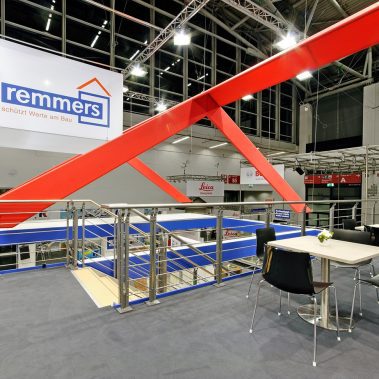 Messestand: Remmers GmbH - Messe: Bau - Messestandort: München - Standfläche: 160m² + 75m² - Standtyp: Doppelstock Inselstand