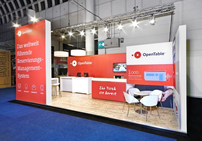 Messestand: OpenTable GmbH - Messe: Internorga - Messestandort: Hamburg - Standfläche 32m² - Standtyp: Reihenstand