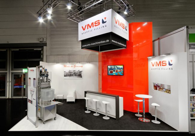 Messestand: VMS Maschinenbau GmbH - Messe: Anuga Foodtec - Messestandort: Köln - Standfläche: 35m² - Standtyp: Eckstand rechts