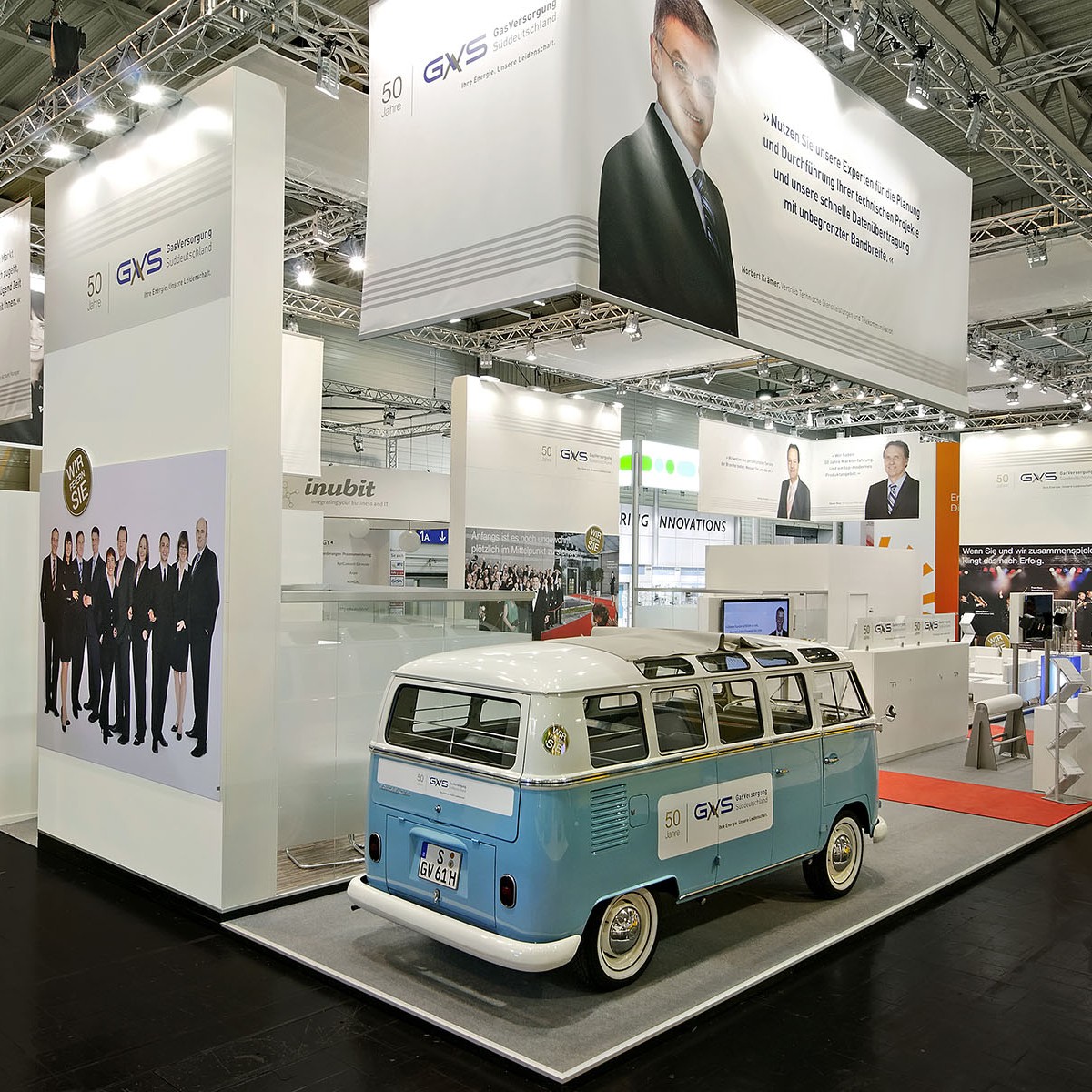 GVS Messestand Messestand: GasVersorgung Süddeutschland GmbH (GVS) - Messe: E-World - Messestandort: Essen - Standfläche: 200m² - Standtyp: Inselstand