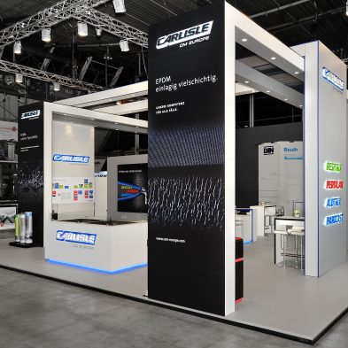 Messestand: CARLISLE® Construction Materials GmbH - Messe: Dach+Holz - Messestandort: Stuttgart - 108m² - Blockstand
