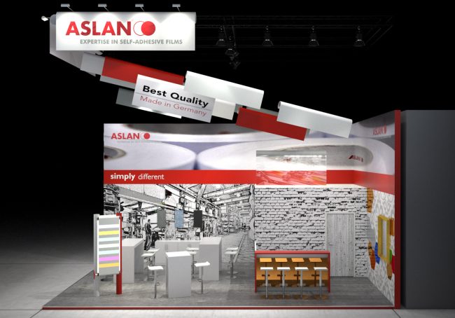 Messestand: ASLAN, Schwarz GmbH & Co. KG - Messe: FESPA - Messestandort: Berlin - 45m² - Eckstand