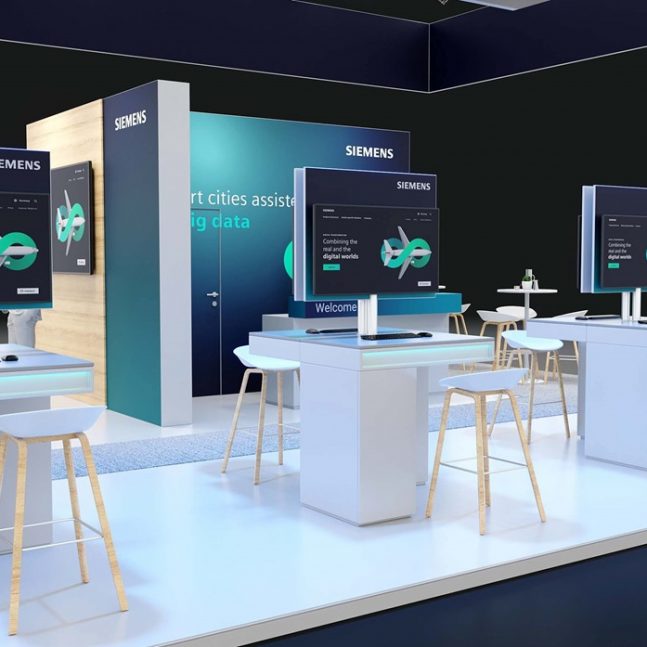 Messestand: Siemens Digital Logistics - Messestandkonzept - Messe: Transport Logistic - Messestandort: München - 80m² - Inselstand