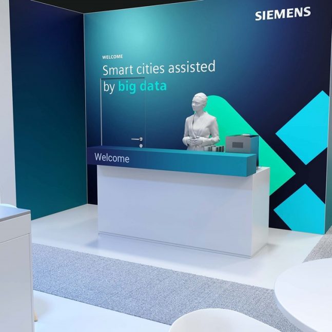 Messestand: Siemens Digital Logistics - Messestandkonzept - Messe: Transport Logistic - Messestandort: München - 80m² - Inselstand