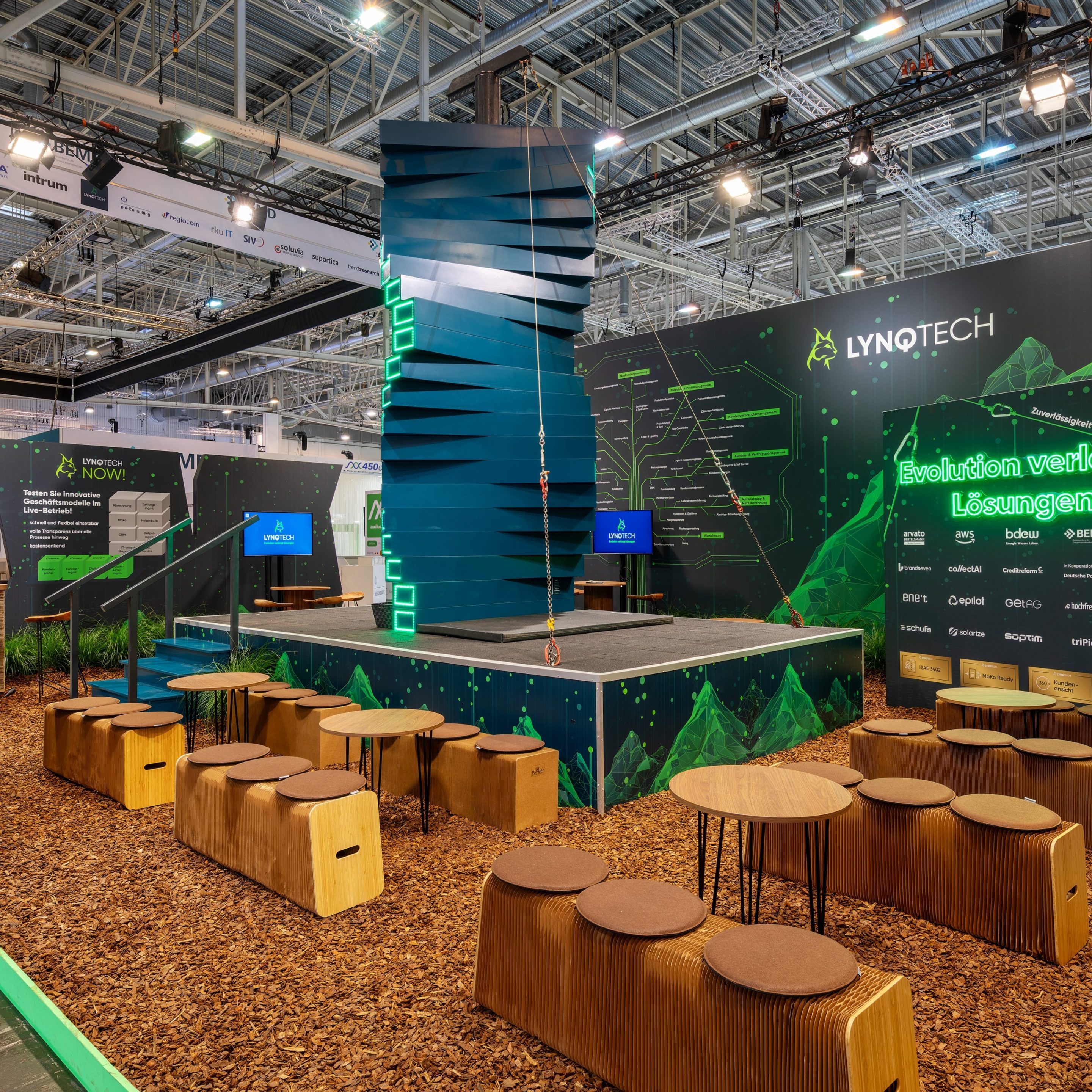 Lynqtech Messestand Messestand: Lynqtech GmbH - Messe: E-World - Messestandort: Essen - 80m² - Kopfstand