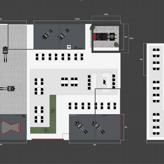 Messestand: Linde Material Handling GmbH - Messe: LogiMAT - Messestandort: Stuttgart - Messestandkonzept Grundriss - 432m² - Kopfstand