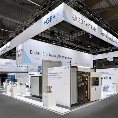 Messestand: 3D Systems GmbH - Messe: formnext - Messestandort: Frankfurt - Standfläche: 375m² - Standtyp: Inselstand