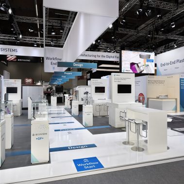 Messestand: 3D Systems GmbH - Messe: formnext - Messestandort: Frankfurt - Standfläche: 375m² - Standtyp: Inselstand