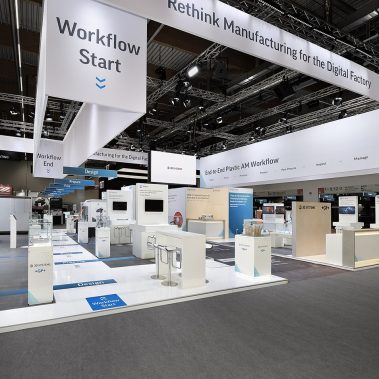 Messestand: 3D Systems GmbH - Messe: formnext - Messestandort: Frankfurt - Standfläche: 375m² - Standtyp: Inselstand