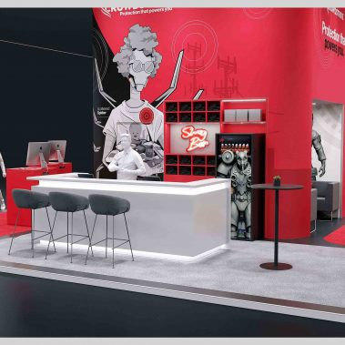 Messestand: Crowdstrike GmbH - Messe: It-sa - Messestandort: Nürnberg - Standfläche: 115m² - Standtyp: Inselstand