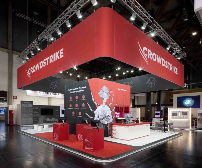 Messestand: Crowdstrike GmbH - Messe: It-sa - Messestandort: Nürnberg - Standfläche: 115m² - Standtyp: Inselstand