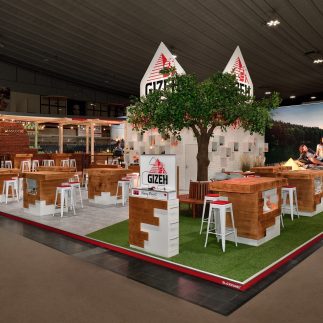 Messestand: GIZEH Raucherbedarf GmbH - Messe: Intertabac - Messestandort: Dortmund - Standfläche: 184m² - Standtyp: Kopfstand