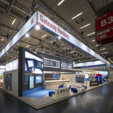 Messestand: Gateway Hamburg - Messe: Transport Logistic - Messestandort: München - Standfläche: 950m² - Standtyp: Inselstand