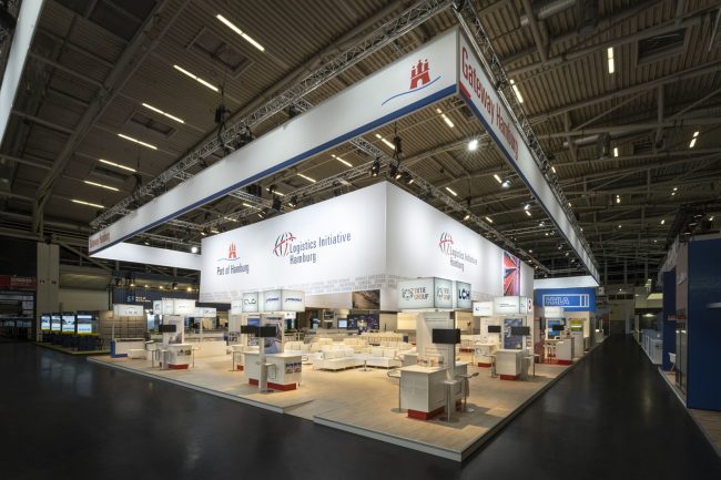 Messestand: Gateway Hamburg - Messe: Transport Logistic - Messestandort: München - Standfläche: 950m² - Standtyp: Inselstand