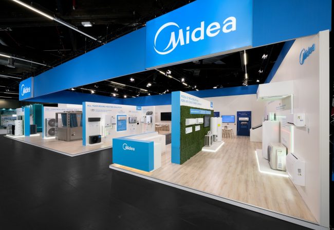 Messestand: Midea Europe GmbH - Messe: Chillventa - Messestandort: Nürnberg - Standfläche: 72m² + 212m² - Standtyp: Eckstand