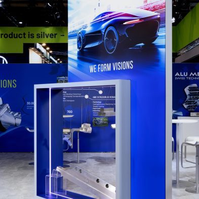 Messestand: APT Holding GmbH + ALU Menziken - Messe: Aluminium - Messestandort: Düsseldorf - Standfläche: 159,5m² - Standtyp: Inselstand
