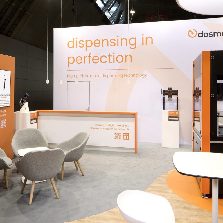 Messestand: dosmatix GmbH - Messe: BondExpo - Messestandort: Stuttgart - Standfläche: 77m² - Standtyp: Kopfstand