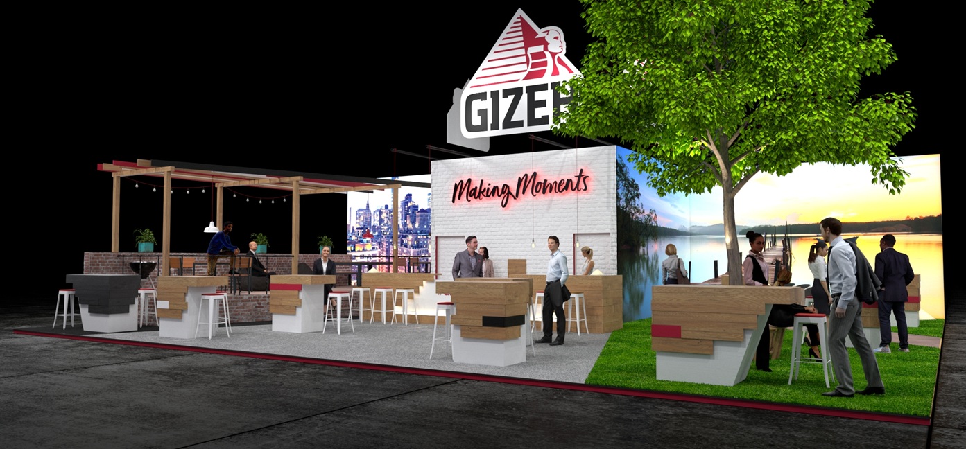 Messestand: GIZEH Raucherbedarf GmbH - Messe: Intertabac - Messestandort: Dortmund - Standfläche: 184m² - Standtyp: Kopfstand